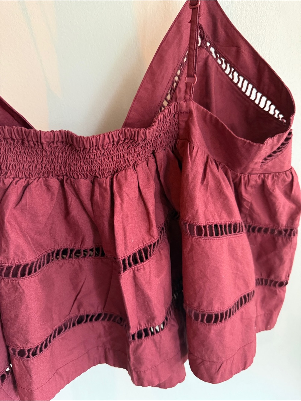 Free People Deep Brick Tiered Lace-Trim Camisole NWOT - Picture 10 of 11